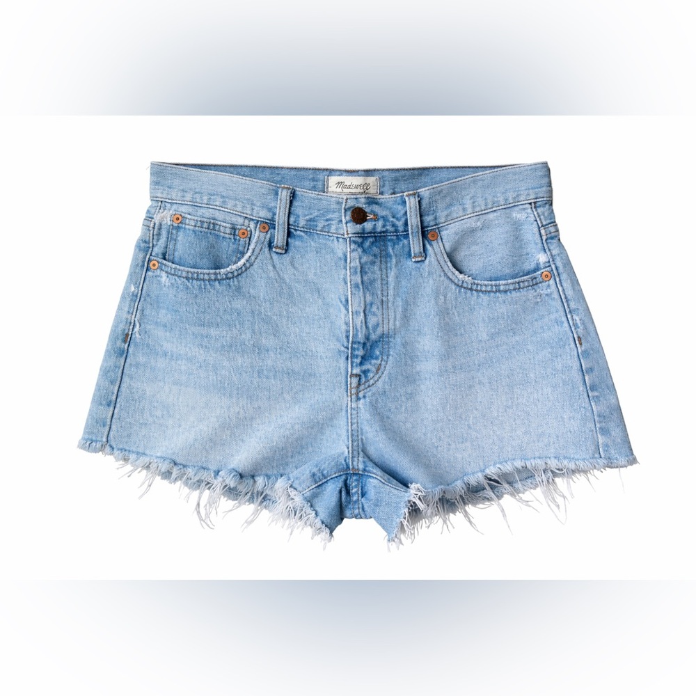 Madewell Relaxed Denim Shorts High Rise Raw Hem Distressed Cutoffs Size 29